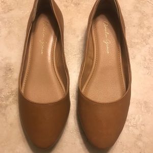 Tan leather flats